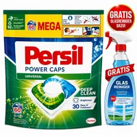 Persil A60 Power Universal Capsules 60 Waschladungen + Glasreiniger GRATIS – Persil Waschmittel Caps für Waschmaschine, saubere Wäsche, Flecken...