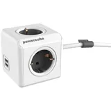 Allocacoc 1406GY/DEEUPC DuoUSB Extended DE - 4 Fach Steckdosenverteiler mit 2,1 A USB Ladestrom