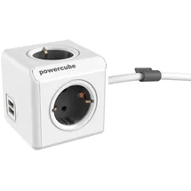 Allocacoc 1406GY/DEEUPC DuoUSB Extended DE - 4 Fach Steckdosenverteiler mit 2,1 A USB Ladestrom