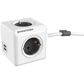 Allocacoc 1406GY/DEEUPC DuoUSB Extended DE - 4 Fach Steckdosenverteiler mit 2,1 A USB Ladestrom