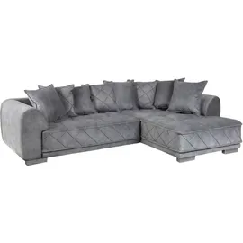 Riess-Ambiente Modernes XXL Ecksofa DECADENCIA 320cm silbergrau Samt inkl. Kissen Eckcouch Sofa - Grau