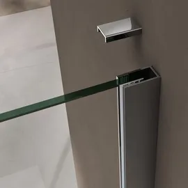 doporro Duschwand Walk-In Dusche Duschtrennwand 70x100cm mit rechteckigem Stabilisator Eckdusche aus 8mm ESG-Sicherheitsglas Klarglas inkl. Nanobeschichtung Bremen01K-L