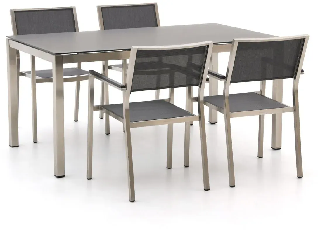 + 10 % Kassenrabatt | Bernstein Freiburg 160 cm Gartenmöbel-Set 5-teilig stapelbar