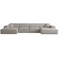 Fun Möbel Wohnlandschaft U-Form CELES PREMIUM in Stoff Ascot Bukla Beige - Beige