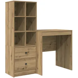 vidaXL Schreibtisch mit Stauraum Massivholz Eiche Holzwerkstoff
