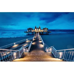 Fototapete PAPERMOON "Steg im Wasser", bunt, B:3,50m L:2,60m, Vlies, Tapeten