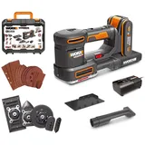 Worx WX820 Akku-Multischleifer – Schleifen ohne Staub – 5-in-1 Funktionen: Exzenter-, Fein-, Detail-, Konturen-, und Fingerschleifer – variable Geschwindigkeit – inkl. 2Ah Akku & Ladegerät