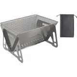 Famanu Tragbare Faltbare Holzkohlegrill mit Tragetasche - Edelstahl Camping Grill