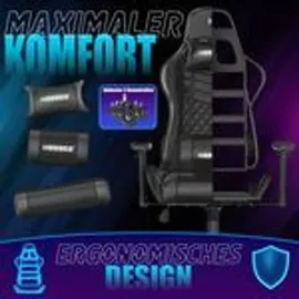 Kesser KESSER® Gaming Stuhl Ergonomisch Bürostuhl mit Kopfstütze & Lendenkissen Racing Gamer Stuhl 150kg belastbar Armlehne 360° Drehbarer Schreibtischstuhl Gaming Chair + Gummi-Rollen