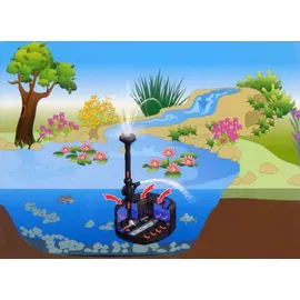 Wiltec SunSun CUF-5800 Springbrunnenpumpe 5200 l/h / 55 W / 4,8 m Förderhöhe mit eingebautem 11 W UVC-Teichklärer, energiesparende Teichpumpe, Pumpe mit Fontäne, Wasserpumpe