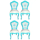 Casa Padrino Esszimmerstuhl Pompöös by Luxus Barock Esszimmerstühle Weiß / Türkis - Pompööse Barock Stühle designed by Harald Glööckler - 4 Esszimmerstühle - Barock Esszimmermöbel