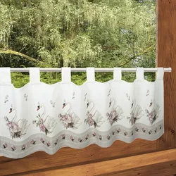 Scheibengardine DELINDO LIFESTYLE "SCHWÄNE" Gr. 1, weiß, B:120cm H:45cm, Microfaser, Polyester, Gardinen, mit Schlaufenaufhängung, für die Küche
