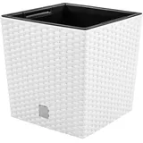 Blumentopf + Einsatz Blumenkübel Rattan-Optik RATO LOW DRTS170L Weiß