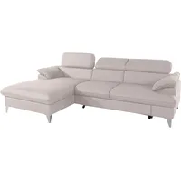 Ecksofa COTTA "Caluso L-Form", beige (fog), B:254cm H:74cm T:167cm, NaturLEDER (echtes Rindsleder) in Sitz und Rücken. Korpus in passendem Kunstleder SOFTLUX bezogen;Microfaser PRIMABELLE (100% Polyester);Kunstleder SOFTLUX, Sofas, Ecksofa, mit Kopfteilverstellung, wahlweise mit Bettfunktion & Bettkasten