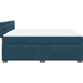 vidaXL Boxspringbett mit Matratze Blau 180x200 cm Samt