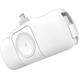 wozinsky WF16-YLS 5000 mAh 15 W Lightning Mini-Powerbank mit integriertem USB-C-Kabel und Apple Watch Ladegerät Weiß