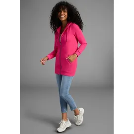 FLASHLIGHTS Sweatjacke FLASHLIGHTS, Damen, Gr. 32/34, pink, Interlock, Obermaterial: 95% Baumwolle, 5% Elasthan. Kapuzenfutter: 100% Baumwolle, unifarben, Basic, lässig geschnitten Po-bedeckend, Sweatjacken Sweatjacke, in langer Form mit Zipper