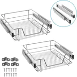 Kücheneinrichtung Zubehör Teleskopschublade Schrankauszug Ausziehbare Ablage Küchenschublade Küchen Regal Korbauszug Schlafzimmerschublade (2x50cm) Hengmei