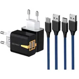 SCHITEC USB Ladegerät Netzteil 2 Port, 2 Pack USB Stecker/Ladeadapter mit 2 M Micro Ladekabel & USB C Kabel für Samsung Galaxy S9 S8 S7 S6 Huawei Mate 20 LG G5 G6 Tablet Kindle und mehr