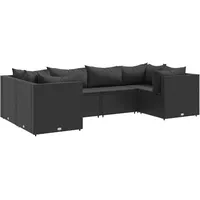 vidaXL 6-tlg Garten-Lounge-Set mit Kissen Schwarz Poly Rattan Modell 21