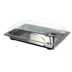 PuntoQPack 500 Stk. Recycelbare PS-Sushi-Schalen mit antifog-Deckel (18,5x13x4,5cm) Ref TPSUSHI3