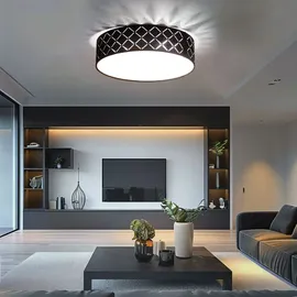 GLOBO RGB LED Deckenleuchte Textil schwarz gold, satiniert, Fernbedienung dimmbar, 2x 8,5w 806lm Warmweiß, Dxh 38x10 cm