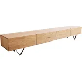 DeLife Lowboard Wyatt, Eiche Natur 220 cm 4 Schübe V-Fuß Edelstahl Lowboard beige 220 cm x 35 cm x 40 cm