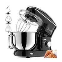 Planetaria-Knetmaschine, Facelle 2000W, 6,2 Liter, Küchenmaschine mit Schüssel aus Edelstahl, Schneebesen, Knethaken, Schneebesen für Süßigkeiten, Spülmaschinenfest (schwarz)