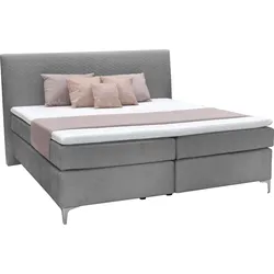 Boxspringbett ALINA "Pamir", grau (grau dfn, dfh 49), B:174cm L:215cm, Samtstoff DFN (100% Polyester), Samtstoff DFH (100% Polyester), Komplettbetten, Boxspringbett, inklusive Matratze und Topper, in diversen Ausführungen