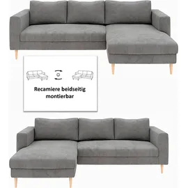 TRENDMANUFAKTUR Eckcouch Cord 2-Sitzer Grau