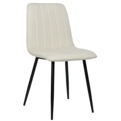 DELUKE® 4er Set Stühle LENZ Stoff - 88x45x53cm, creme, Metall Gestell Stühle Esszimmerstühle Stuhl Esszimmer Esstisch Stühle Küchenstuhl