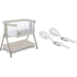 lionelo Luna ein tragbares Beistellbett mit einer Matratze, reisebett, von Neugeboren bis 9 kg, in der Höhe und der Neigung verstellbar, 4 Rädern - Beige