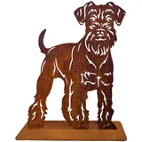 Terma Stahldesign Rost Hund Zwergschnauzer Lebensgroß Handmade Germany tolle Gartendeko aus Metall Figur deko Geschenk Rostfigur Garten deko Gartenfigur, hundegrab deko