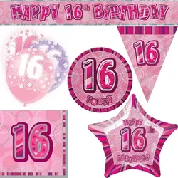 Partyset 16. Geburtstag Mädchen Party Deko pink rosa Dekoration Geburtstagsdeko