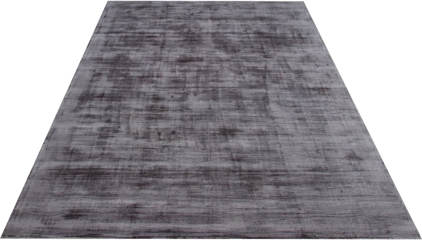 Teppich Nuria, Home affaire, rechteckig, Höhe: 12 mm, Kurzflor, Seiden-Optik, aus 100% Viskose, Uni-Farben grau 80 cm x 150 cm x 12 mm