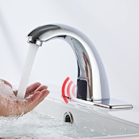 Automatische Infrarot Sensor Wasserhahn, berührungslose Waschbecken mit Messingsockel für Küche, Bad, Toilette Automatische Armatur (einzeln kalt)