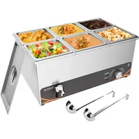 DULNICE Elektrisch Bain Marie Kommerzieller Speisewärmer 1500W 24L,Edelstahl 6 GN-Behältern Wasserbad mit Ablaufhahn, Buffetwärmer 30-85°C für Parteien, Bankett und Catering-Events