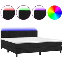 vidaXL Boxspringbett mit Matratze & LED Schwarz 180x200 cm Samt