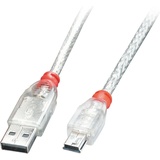 Lindy USB 2.0 USB-A Stecker, USB-Mini-B Stecker 5.00m Transparent