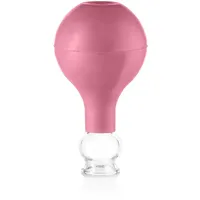 PULOX Schröpfglas aus Echtglas mit Saugball in Pink, 25mm - Medizinische Profi-Schröpfgläser