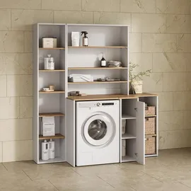 livinity® Waschmaschinenschrank Paolina 93,6 x 88,2 cm Weiß/Artisan