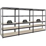 Proregal Mega Deal 3x Schwerlastregal Giant Tiger HxBxT 200 x 120 x 60 cm Fachlast 265 kg 5-Ebenen Schwarz