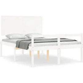 vidaXL Seniorenbett mit Kopfteil Weiß Massivholz