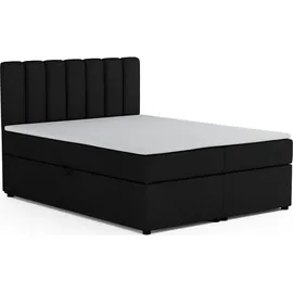 dein schlaf 24 Boxspringbett ROCK 160x200 Velour Schwarz H4 - Schwarz