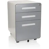 HJH Office Rollcontainer Color Plus I Stahl Weiß/Grau Schubladenschrank mit Rollen, A4 Hängeregister, abschließbar