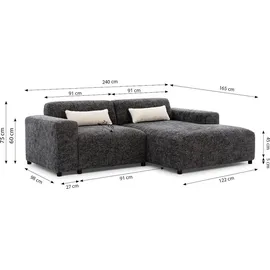 Fun Möbel Ecksofa Designersofa ROMY XS in Stoff Enjoy Me Creme Ottomane Rechts - Creme