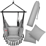 KESSER KESSER® Hängesessel mit 2 Kissen Getränkehalter & Bücherfach - Safari XXL Hängestuhl für Erwachsene & Kinder Hängematte bis 150 kg Hängesitz Aufhängung Indoor & Outdoor Wohn & Garten Terrasse