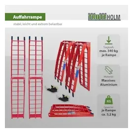Baumarktplus TRUTZHOLM 2 x Auffahrrampe klappbar 180 cm Traglast 680 kg Alu rot geriffelte