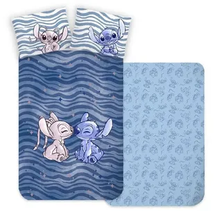 BrandMac Bettwäsche für Babys oder kleines Bett, Stitch & Engel, Bettbezug 100 x 135 cm + Kissenbezug 40 x 60 cm, wendbar