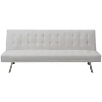 Vente-Unique Schlafsofa, Weiß, Leder, Uni, 2-Sitzer, 177x74x78 cm, Wohnzimmer, Sofas & Couches, Schlafsofas